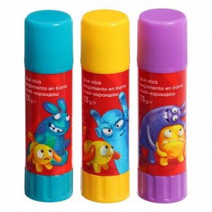 Клей-карандаш 13 г ErichKrause EasyStick Jolly Friends PVP, экономичный расход, микс