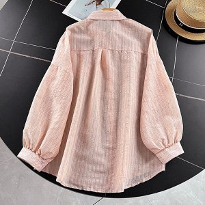 Солнцезащитная рубашка с длинными рукавами и накладным карманом, свободного кроя, розовый