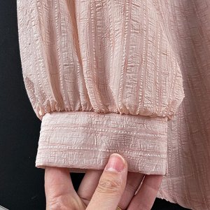 Солнцезащитная рубашка с длинными рукавами и накладным карманом, свободного кроя, розовый