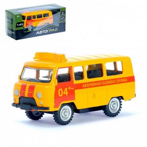 Машина металлическая «Микроавтобус газовая служба», инерционная, масштаб 1:43