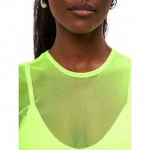 Прозрачное платье туника зеленый неон короткое