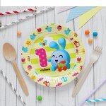 Тарелка бумаж. 6 шт. &quot;Малышарики&quot; 1 годик , 17 см.
