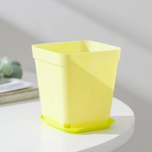 Горшок для цветов с поддоном, 7x7x7.5 см, 250 мл, пластиковый, МИКС