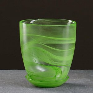 NiNaGlass Горшок цветочный с поддоном &quot;Гармония&quot;, зелёный 2 л