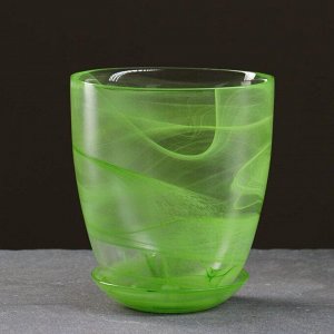 NiNaGlass Горшок цветочный с поддоном &quot;Гармония&quot;, зелёный 2 л