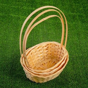 Набор корзин плетёных, бамбук, 3 шт., натуральный цвет, средние