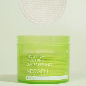 Пилинг-пэды с зеленым чаем NeoGen Dermalogy Green Tea Moist PHA Gauze Peeling, 30шт (190мл)
