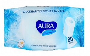 Влажная туалетная бумага Aura  80шт