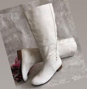 Сапоги демисезонные из натуральной кожи (белые)