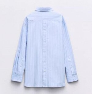 РУБАШКА OVERSIZE В ПОЛОСКУ С ПУГОВИЦАМИ СЗАДИ  арт. 3159312 044, голубой