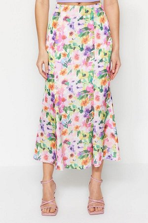Разноцветная тканая юбка макси с цветочным узором