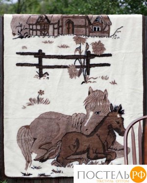 ALTRO KIDS текстиль арт.1182271-88 Одеяло-плед КУБАНСКИЕ СКАЗЫ принт лошади 150*200 см