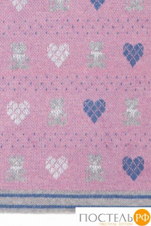 Плед детский &#039;Lux Bear&#039;, р-р: 100х150см, цвет: розовый/голубой/серый