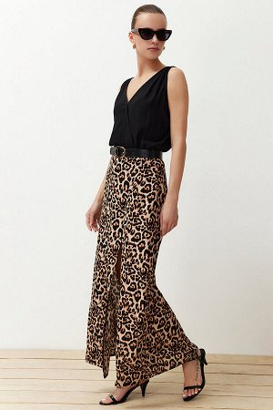 Разноцветная тканая юбка с леопардовым узором