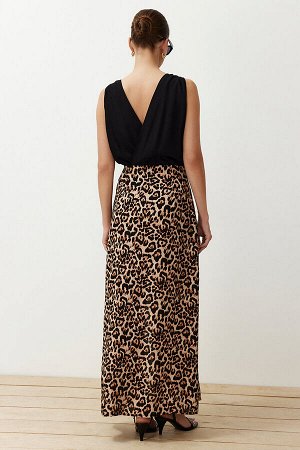 Разноцветная тканая юбка с леопардовым узором