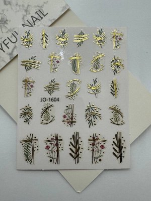 Стильные наклейки с золотом для маникюра JN-1604
