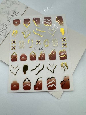 Стильные наклейки с золотом для маникюра JN-1530