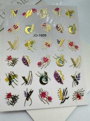 Стильные наклейки с золотом для маникюра JN-1609