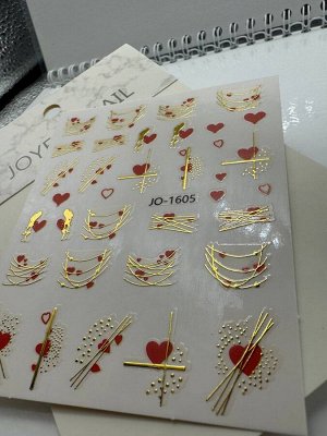 Стильные наклейки с золотом для маникюра JN-1605