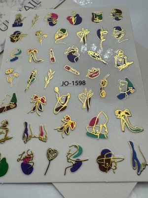 Стильные наклейки с золотом для маникюра JN-1598
