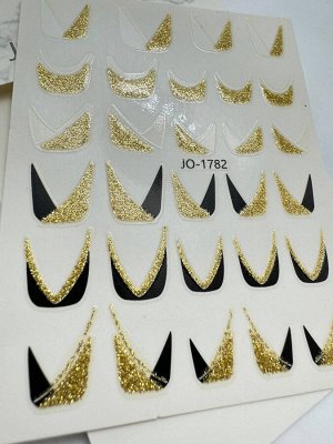 Стильные наклейки с золотом для маникюра JN-1782