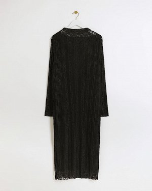 Плюс черное кружевное платье-комбинация миди