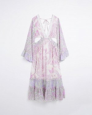 Плюс фиолетовое платье макси с принтом пейсли
