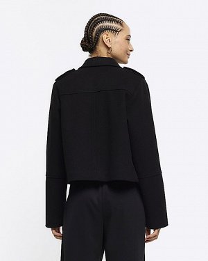 Черная укороченная куртка в стиле поппер