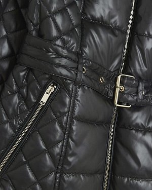 Черная дутая куртка с поясом