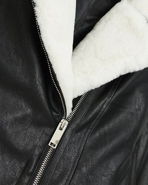 Черная байкерская куртка Plus с отделкой из искусственного меха
