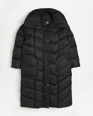 Черное длинное пальто с подкладкой