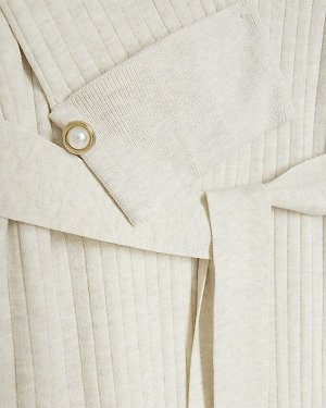 Кремовое трикотажное платье-джемпер миди с поясом