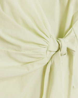 Зеленое платье-рубашка мини с завязками на талии