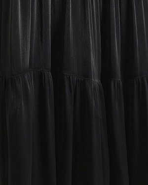 Черное ярусное платье макси RI Studio с завязками на воротнике