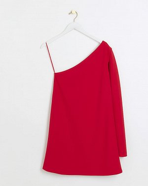 Красное облегающее мини-платье с накидкой