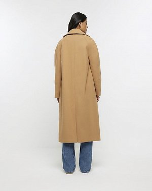 Коричневое пальто оверсайз из смесовой шерсти