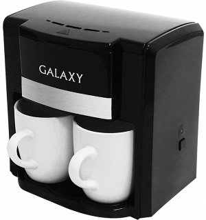 Кофеварка Galaxy GL 0708 ЧЕРНАЯ (6шт) Кофеварка электрическая 750 Вт, объем 0,3л (2чашки), 2-е керамические чашки в комплекте, многоразовый  съемный фильтр, выключатель с индикатором работы, ножки пре