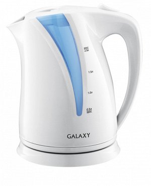 Чайник Galaxy GL 0203 (12шт) Чайник электрический 2200 Вт, объем 2л, скрытый нагревательный элемент, съемный фильтр, автоотключение при закипании и отсутствии воды, шкала уровня воды, внутренняя подсв