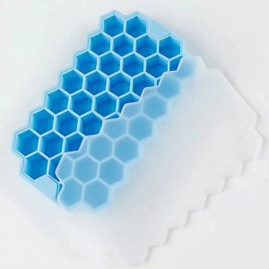 Силиконовая форма для льда "Соты" с крышкой