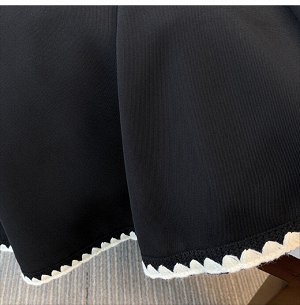 Женский костюм (укороченный пиджак + юбка миди, цвет черный/белый)