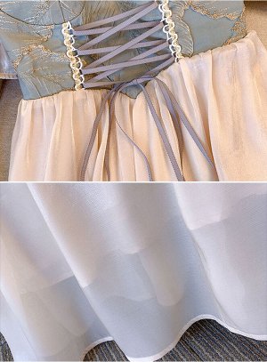 Женское платье с имитацией корсета, цвет бежевый