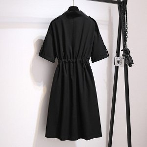 Женское платье-рубашка, цвет черный