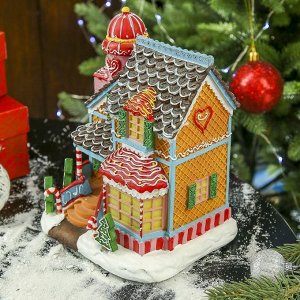 Сувенир полистоун световой "Зимний пряничный домик" 19х14,5х12 см