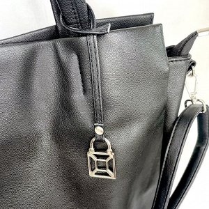 Сумка женская деловая тоут черная винилискожа