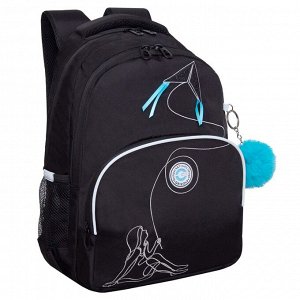 GRIZZLY RG-360-8 Рюкзак школьный с карманом для ноутбука 13&quot;, анатомической спинкой, для девочки, черный, воздушный змей, девочка