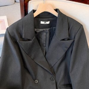 Женский костюм (пиджак + широкие брюки, цвет серый)