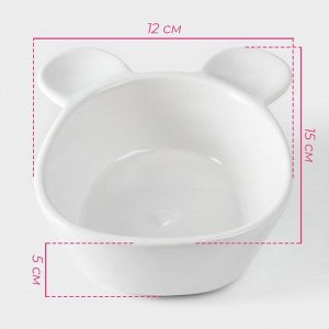 Конфетница Доляна «Мишка Отто», 290 мл, 15*12*5 см, доломит, белая
