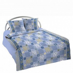 Комплект постельного белья 1,5-спальный, с вырезом "ромб", бязь Шуйская ГОСТ (Паркет, синий)