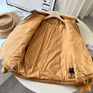 Демисезонная стеганая куртка свободного кроя, коричневый