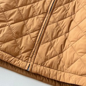 Демисезонная стеганая куртка свободного кроя, коричневый